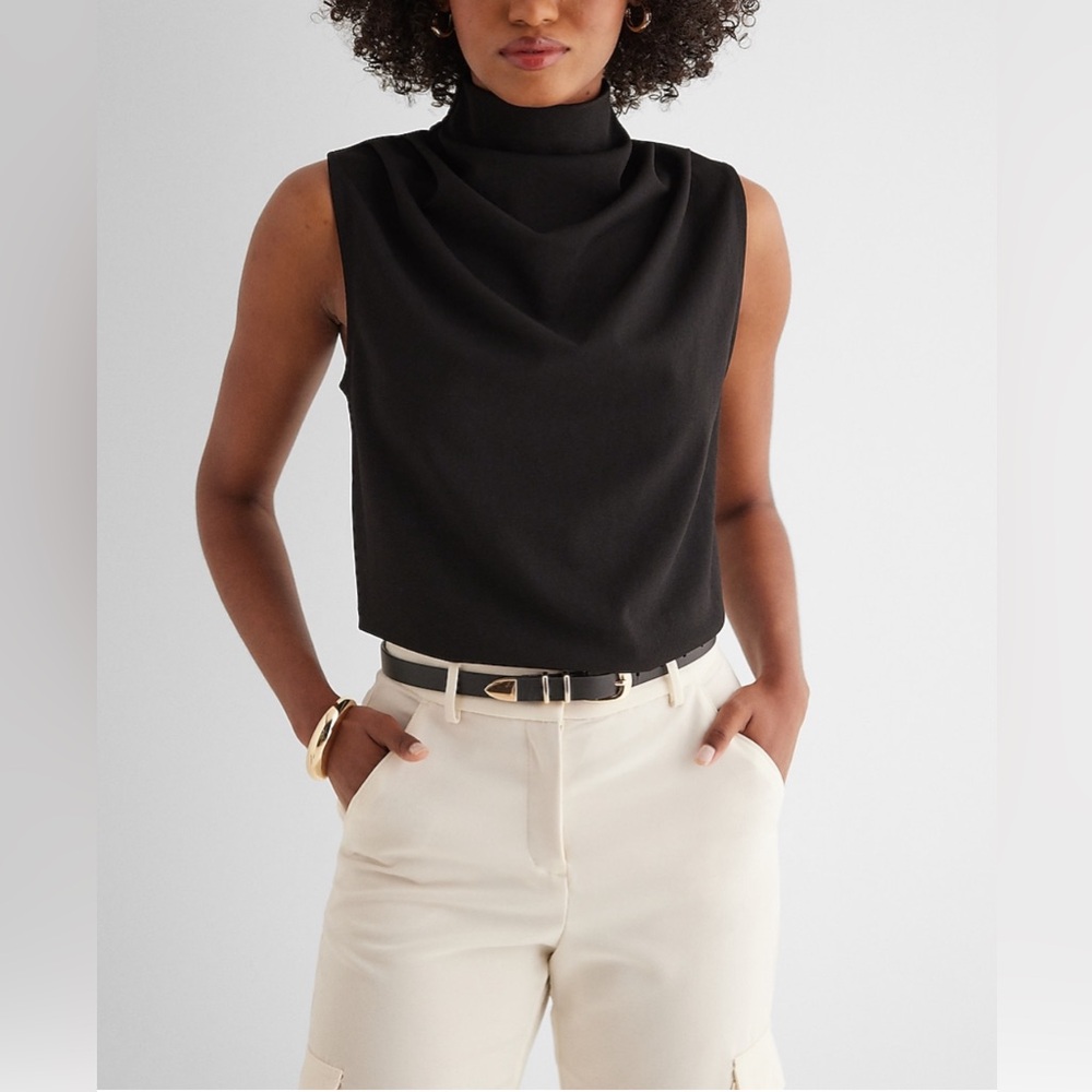 Express Skimming Mock Neck Draped Top